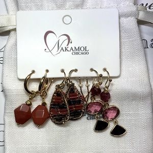 NWOT 3 Pairs Handmade Nakamol Earrings